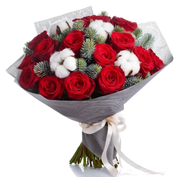 Holiday Splendor Red Rose Bouquet to Taiwan
