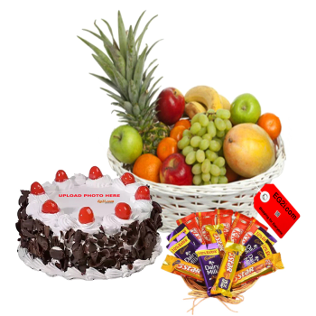 Black Forest Cake with Fruit Basket to India