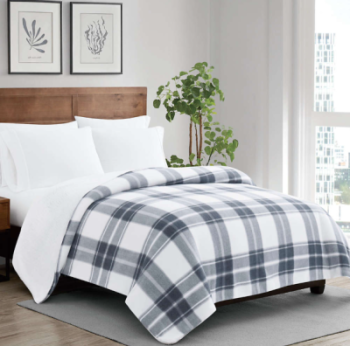 Cannon Cozy Teddy Plaid Sweater Knit Blanket to United States