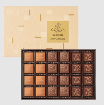 Godiva Carrés Classic Collection Gift Box, 36 Pieces to New Zealand