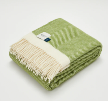 Kelp Green Herringbone Wool Blanket to United Kingdom