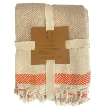 Sustainable Hand Loomed Throw Blanket (Beige) to United States