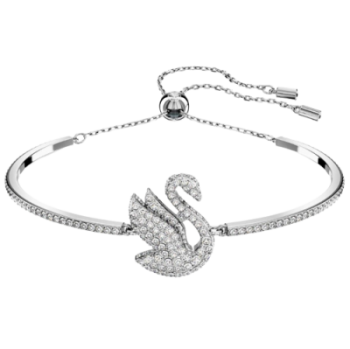 Swarovski Iconic Swan Bangle - White with Rhodium Plating to Norway